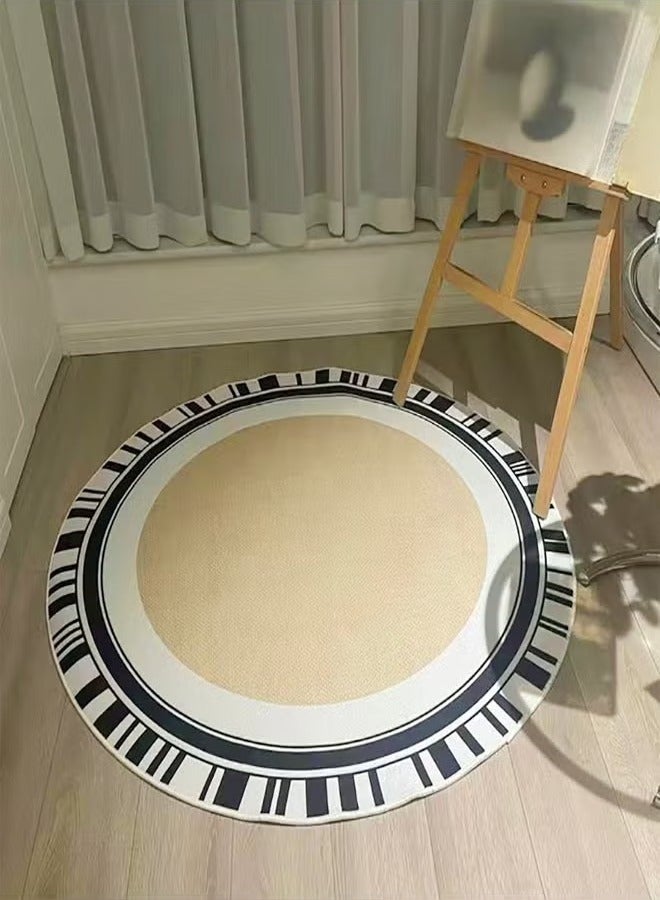 XiuWoo Hand Woven Round Shaped Soft Rug Vintage Bedside Carpet Washable Floor Rug, with Non-slip Back, for Kitchen Bathroom Dining Room, 120x120cm - Image 5