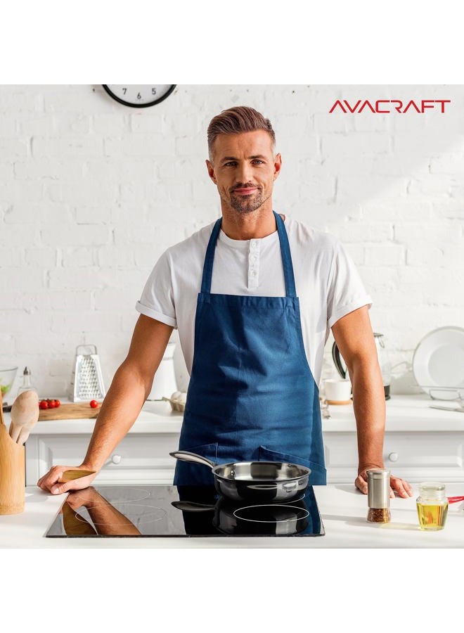 AVACraft 8 Inch Tri-Ply Stainless Steel Frying Pan with Lid, Side Spouts, Induction Pan, Versatile Stainless Steel Skillet, Fry Pan in our Pots and Pans, Cooking Pan (Tri-Ply Stainless Steel, 8 Inch) - Image 4