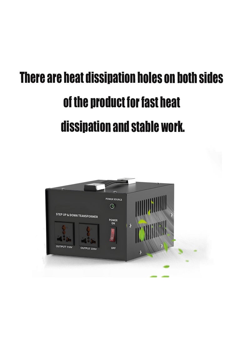 McDou Voltage Converter Transformer, 110-120V & 220-240V Power Converter, Boost/Buck Transformer with Resettable Circuit Breaker Protection, Universal Outlet, Compact Size for Home Use - Image 5