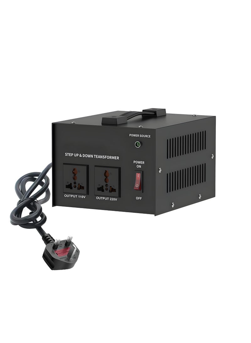 McDou Voltage Converter Transformer, 110-120V & 220-240V Power Converter, Boost/Buck Transformer with Resettable Circuit Breaker Protection, Universal Outlet, Compact Size for Home Use - Image 1