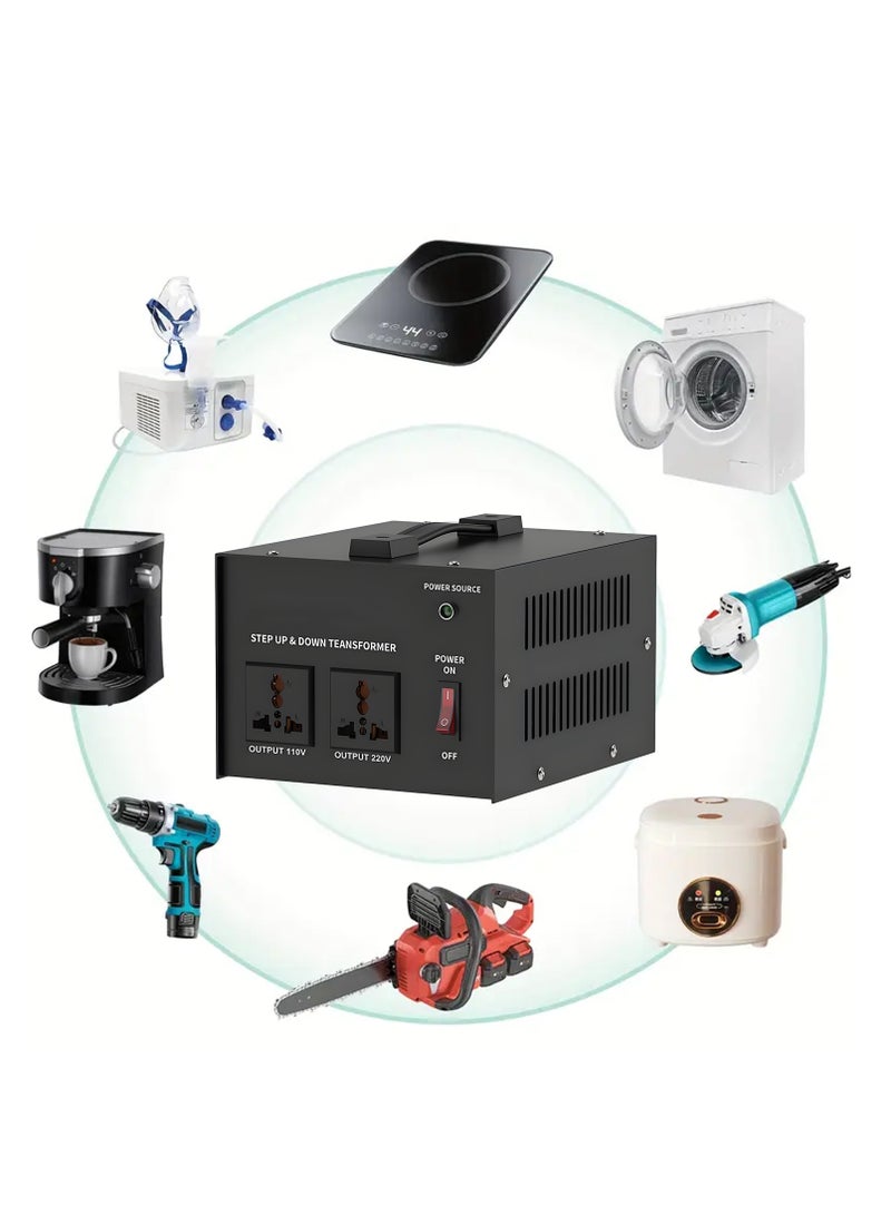 McDou Voltage Converter Transformer, 110-120V & 220-240V Power Converter, Boost/Buck Transformer with Resettable Circuit Breaker Protection, Universal Outlet, Compact Size for Home Use - Image 4