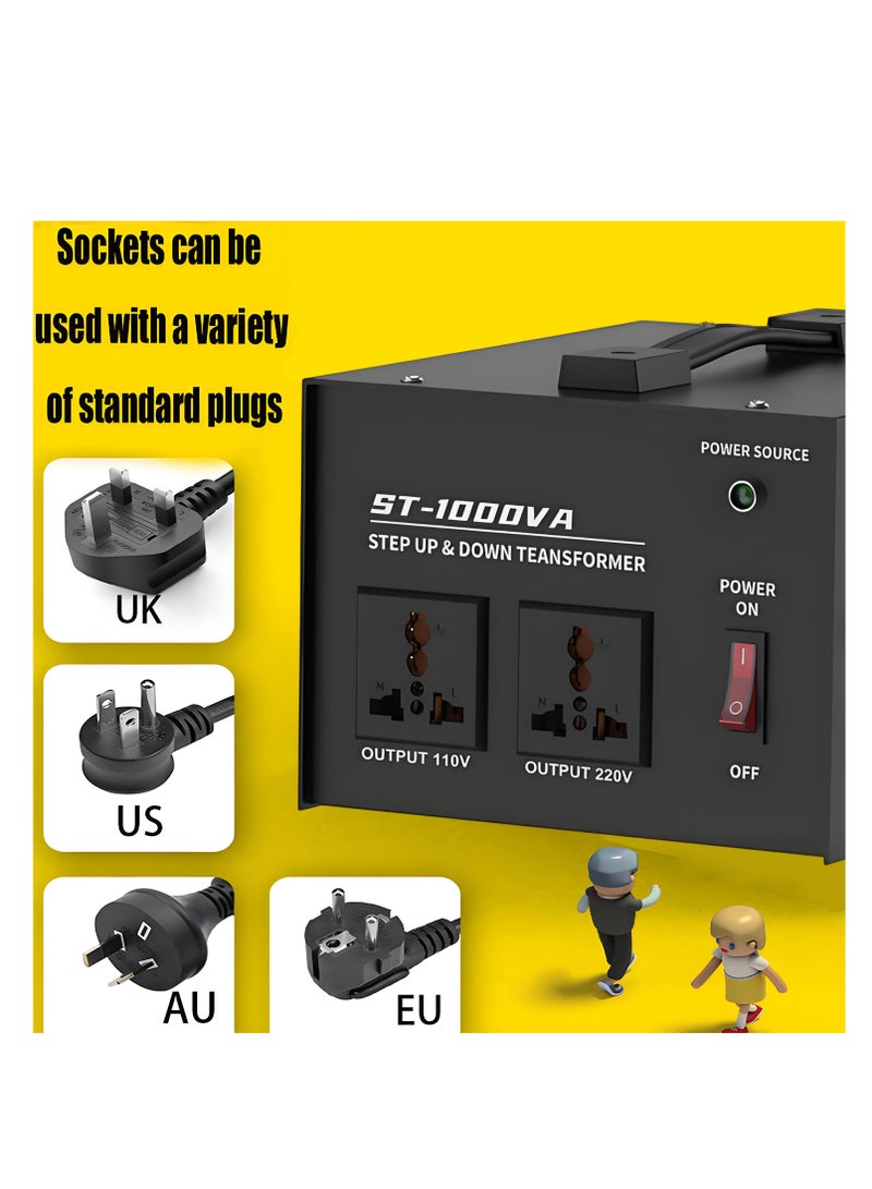 McDou Voltage Converter Transformer, 110-120V & 220-240V Power Converter, Boost/Buck Transformer with Resettable Circuit Breaker Protection, Universal Outlet, Compact Size for Home Use - Image 3