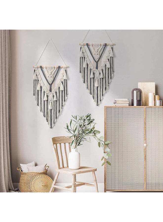 انتيكيانو مكرمية جدارية للتعليق على الحائط، ديكور عصري بوهيمي 70x40 سم - Image 5