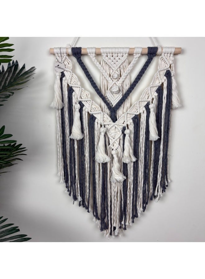 انتيكيانو مكرمية جدارية للتعليق على الحائط، ديكور عصري بوهيمي 70x40 سم - Image 3