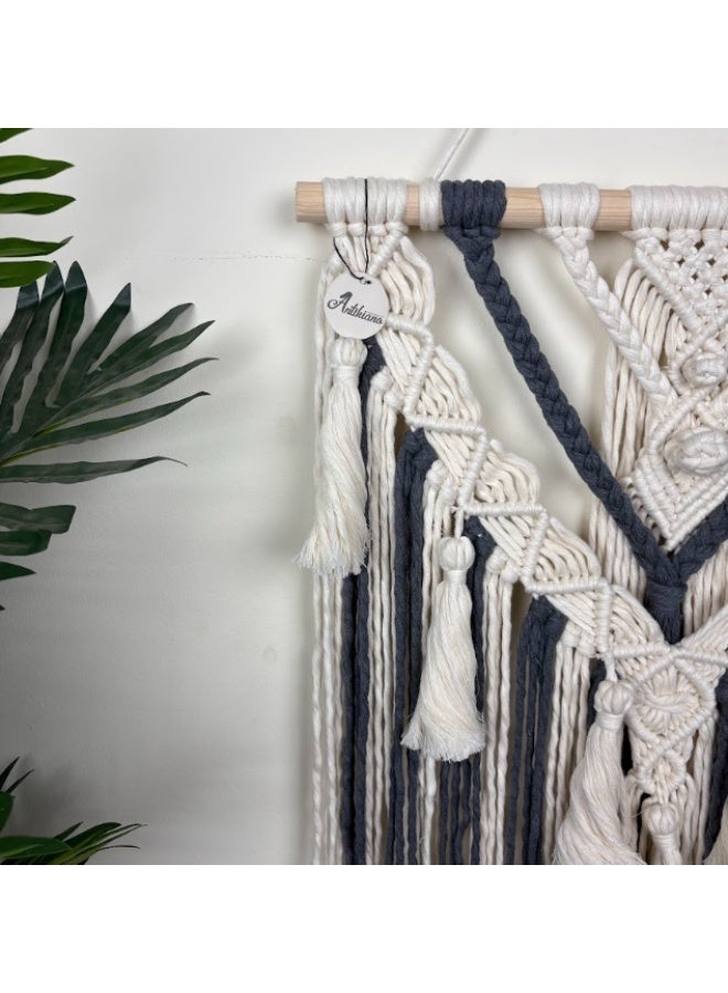 انتيكيانو مكرمية جدارية للتعليق على الحائط، ديكور عصري بوهيمي 70x40 سم - Image 4