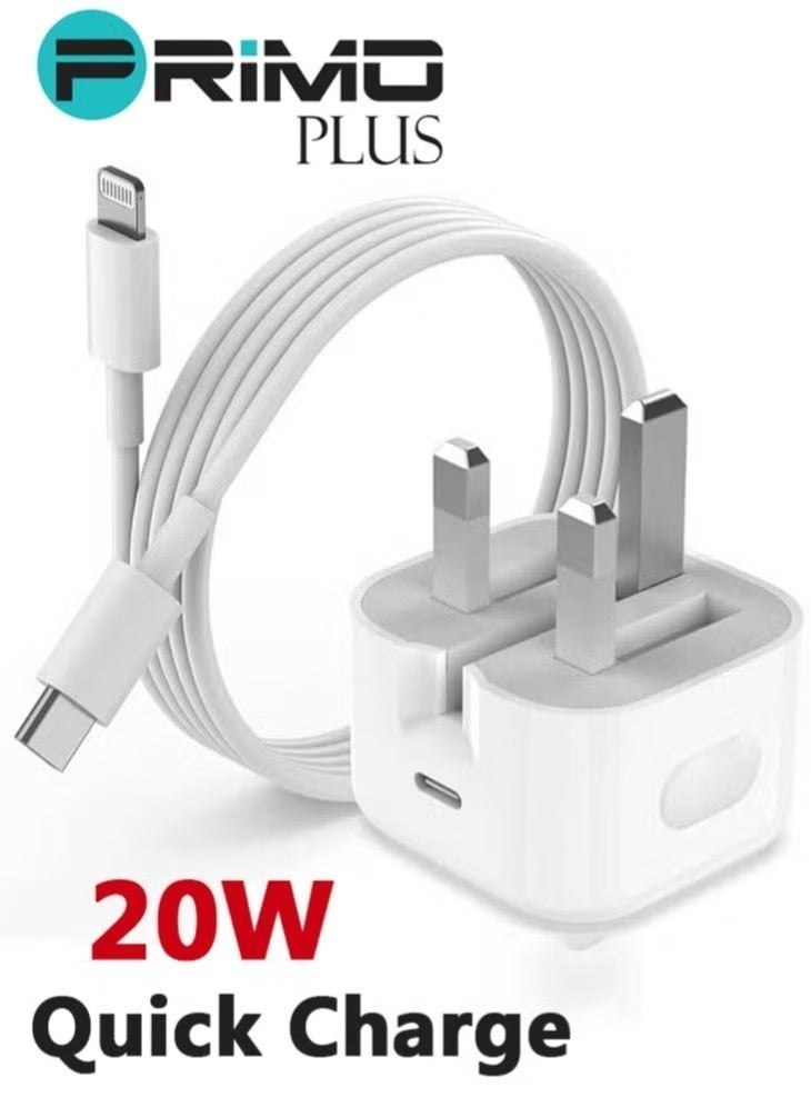 بريمو بلس شاحن جداري سريع بتقنية PD وبقدرة 20 وات ابيض - Image 1