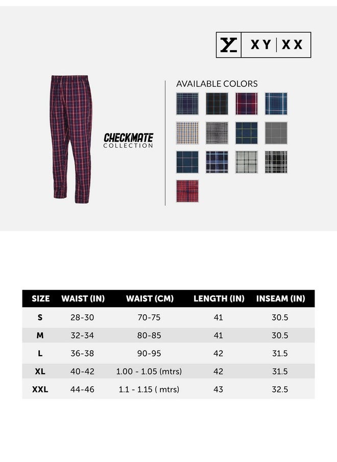 XYXX - XYXX Men Combed Cotton Pyjama, Regular Fit, Checkmate, Pack of 2, XYPYJM2PCKN98XL, Vivid Blue + Sandy Grey, XL - Image 1