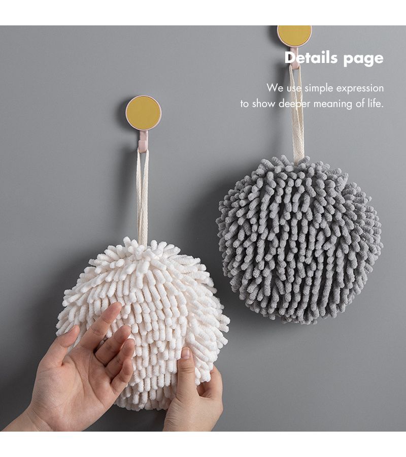 Blue Thickened Chenille Hand Drying Ball Hanging Kitchen Quick Dry Absorb - Image 4