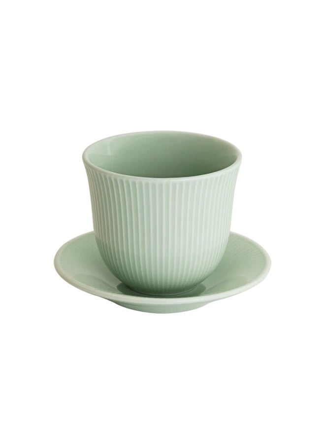 Loveramics Brewers 250ml Embossed Porcelain Tasting Cup With 13cm Plate Celadon Green