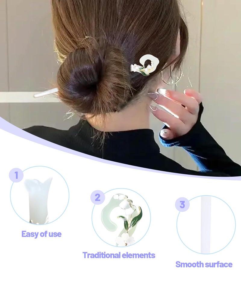 AGMITRAKA Hair Stick for Bun, 3Pcs Hair Pins for Women, Juda Stick for Hair Bun with Elegant Design, Chinese Hair Pin for Everyday and Special Occasions - Image 2