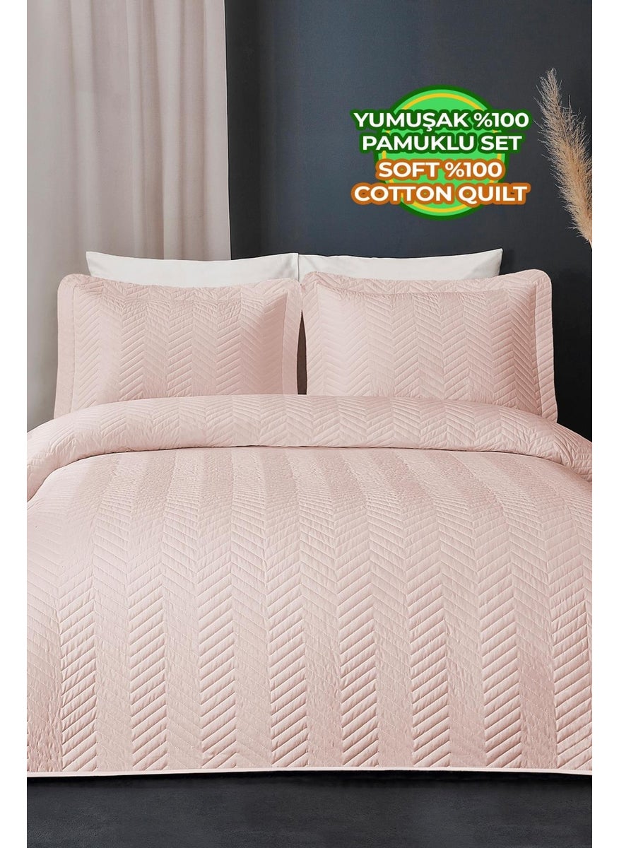 Ross 100% Cotton Bedspread (Pique) Set Double Quilted Striped Daily Washable Powder - pzsku/Z738E418D1841CDCE4BB1Z/45/_/1740652477/362883b6-7062-4918-b0e9-48810987ad51