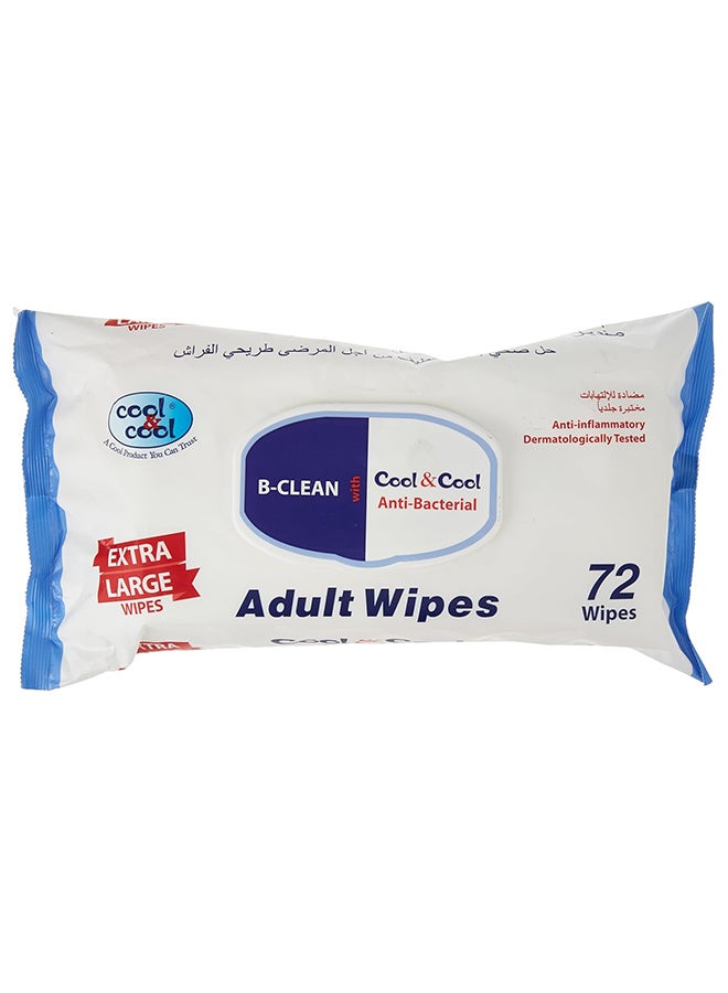 Cool & Cool Adult Cleaning Wipes Extra Large 72's - Premium Thick Body Wipes, Alcohol-Free, Gentle & Effective Adult Hygiene Wipes - Image 1