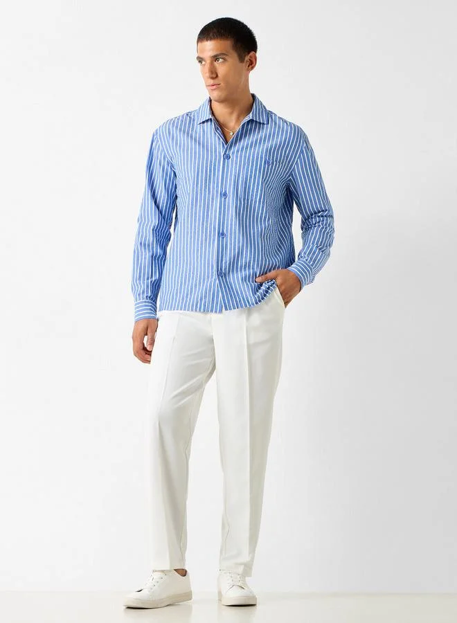 Iconic Relaxed Fit Iconic Striped Shirt with Chest Pocket