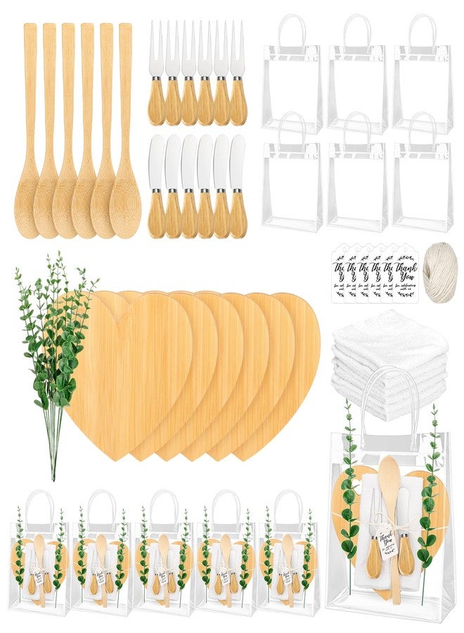 KBDHYY 55Pcs Baby Shower Prizes for Game Winners Adults 6 Sets Wedding Bridal Party Favors for Guests with Bamboo Cheese Board Butter Spreaders Forks Kitchen Towels Thank You Gift（Love） - Image 1