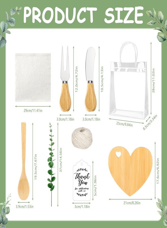 KBDHYY 55Pcs Baby Shower Prizes for Game Winners Adults 6 Sets Wedding Bridal Party Favors for Guests with Bamboo Cheese Board Butter Spreaders Forks Kitchen Towels Thank You Gift（Love） - Image 3