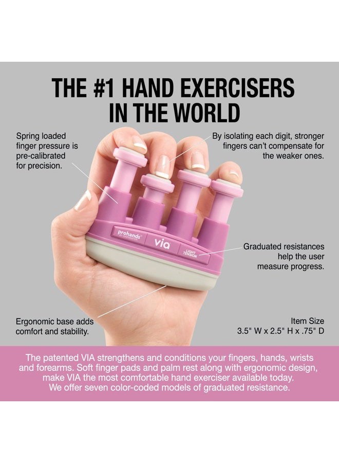 Prohands (Light Tension, Pink) - Gripmaster VIA Light Hand and Finger Exerciser - Pink, 1.8kg - Image 4