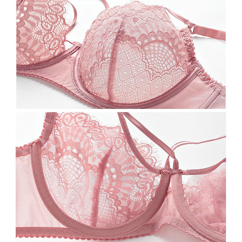 Transparent Lace Plus-Size Bra Set, Ultra-Thin, Beautiful Breasts and Back, Thin Straps, Large Bust Women''s Lingerie, Bra That Makes Big Breasts Appear Smaller - Image 5