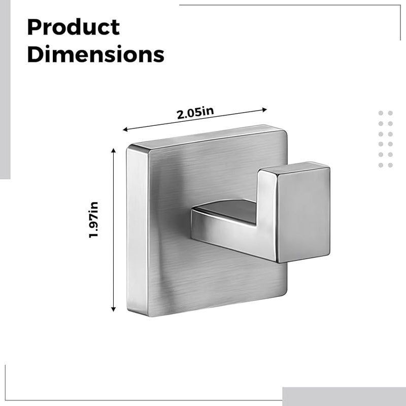Brushed Stainless Steel Hooks 4 Pack Wall Mounted for Towels Bathrobes Kitchen Bathroom Storage - Image 5
