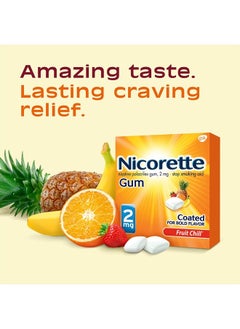 nicorette 2 mg Nicotine Gum to Quit Smoking - Fruit Chill Flavored Stop Smoking Aid, 100 Count  - Image 2