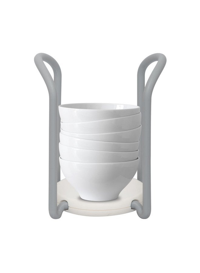 HARI Floor Mount Bowl Drain Rack Organizer,Plastic Bowl Storage,Tiered Shelf Non-Slip Bowl Holder Kitchen Storage (Grey),9.6 X 11.6 X 15.2 Centimeters - Image 4