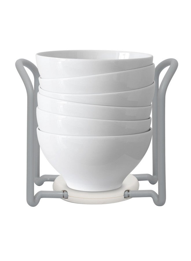 HARI Floor Mount Bowl Drain Rack Organizer,Plastic Bowl Storage,Tiered Shelf Non-Slip Bowl Holder Kitchen Storage (Grey),9.6 X 11.6 X 15.2 Centimeters - Image 3