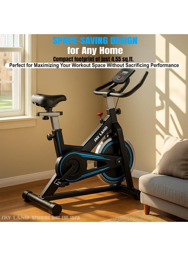 Sky Land Exercise Bike for Home, Indoor Spin Cycling Bike with Adjustable Resistance, Silent Belt Drive, LCD Monitor, Cardio Fitness Machine For Home Gym - Image 4