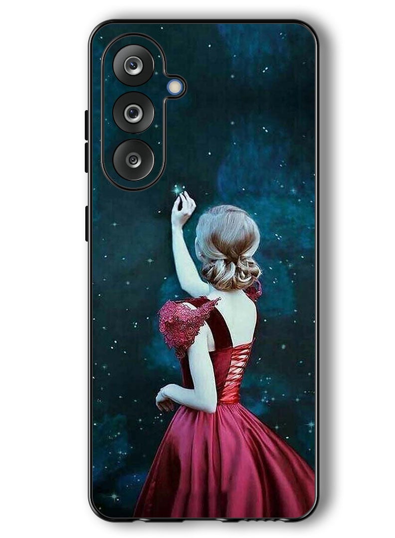 Theodor Case Compatible with Samsung Galaxy F36/ M36 6.7 Inch Protection Shockproof Bumper Cover Girl Touching Star - Image 1