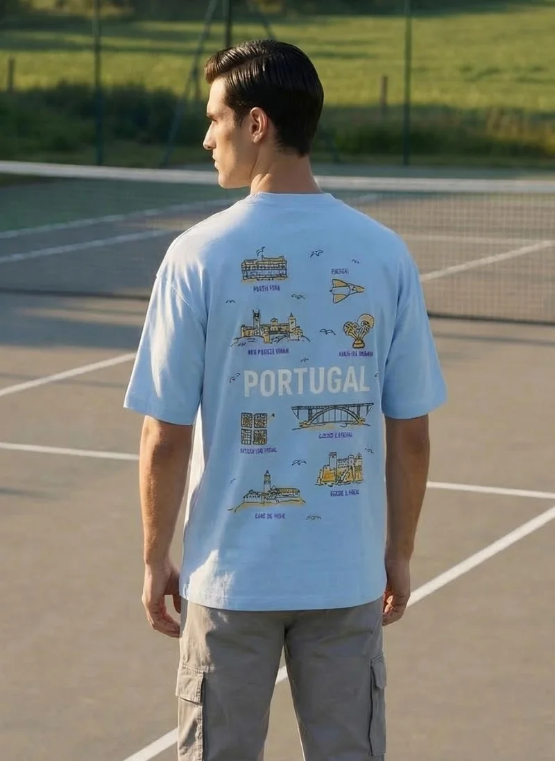 نوبيرو Men Oversized Graphic Printed T-shirt