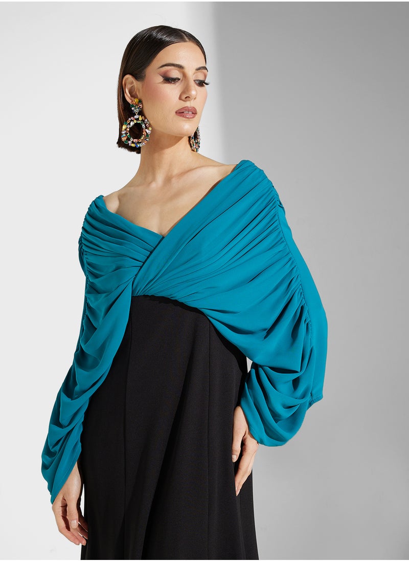 Iyra Gathered Crepe Maxi Dress  - Image 3