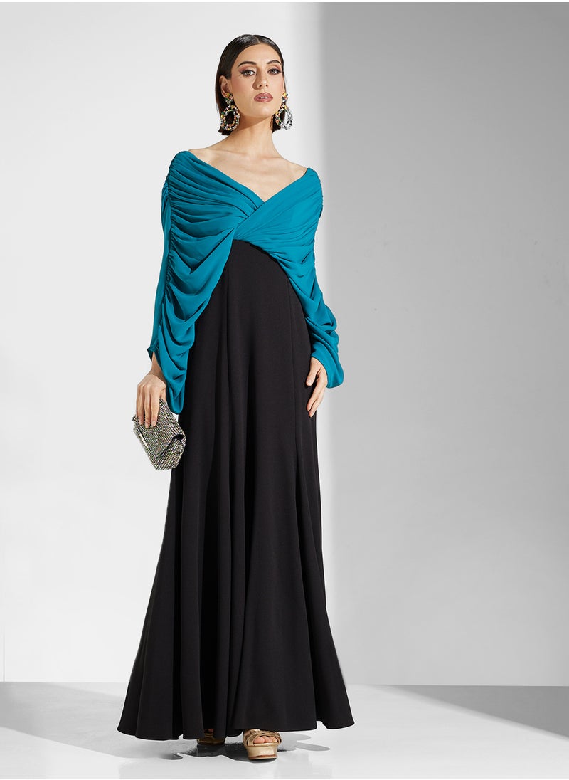 Iyra Gathered Crepe Maxi Dress  - Image 1