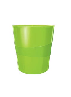 LEITZ Leitz 52781054 15 Litre Waste Bin, Plastic, WOW Range, Green  - Image 1