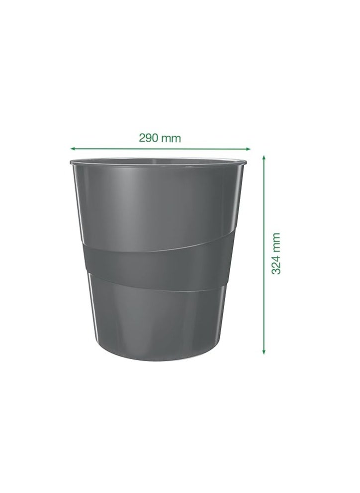 LEITZ Leitz 52781054 15 Litre Waste Bin, Plastic, WOW Range, Green  - Image 4