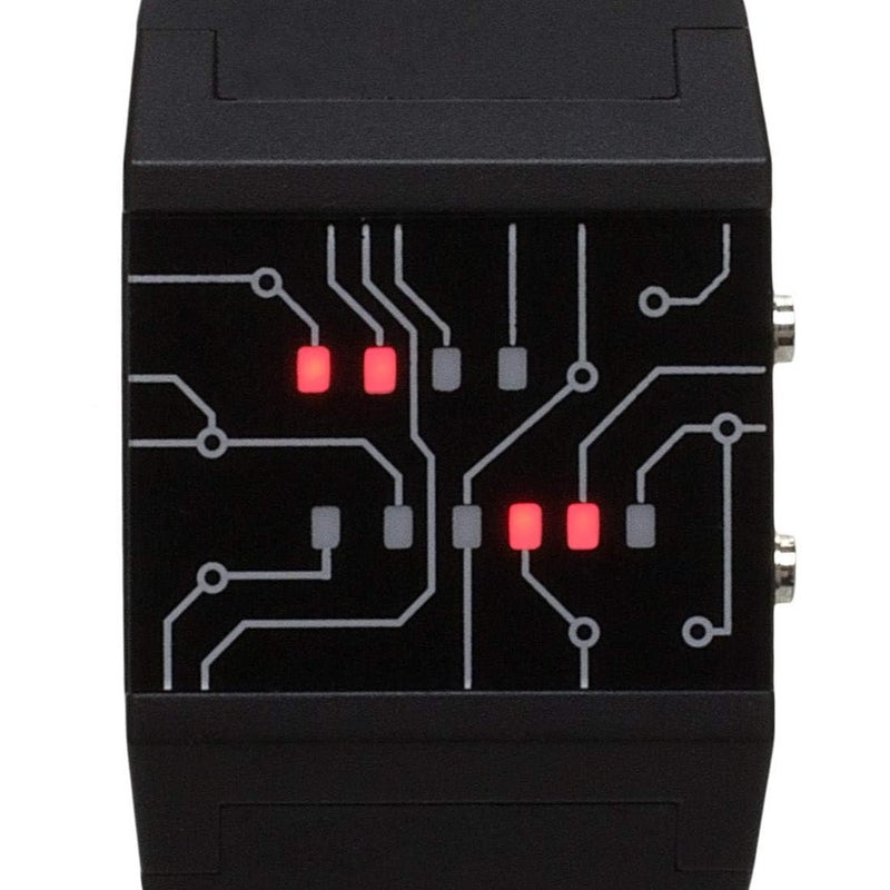 getDigital Binary Wrist Watch for Professionals with LED Lights - A Black Digital Clock That depicts The time as Binary Code - Image 2