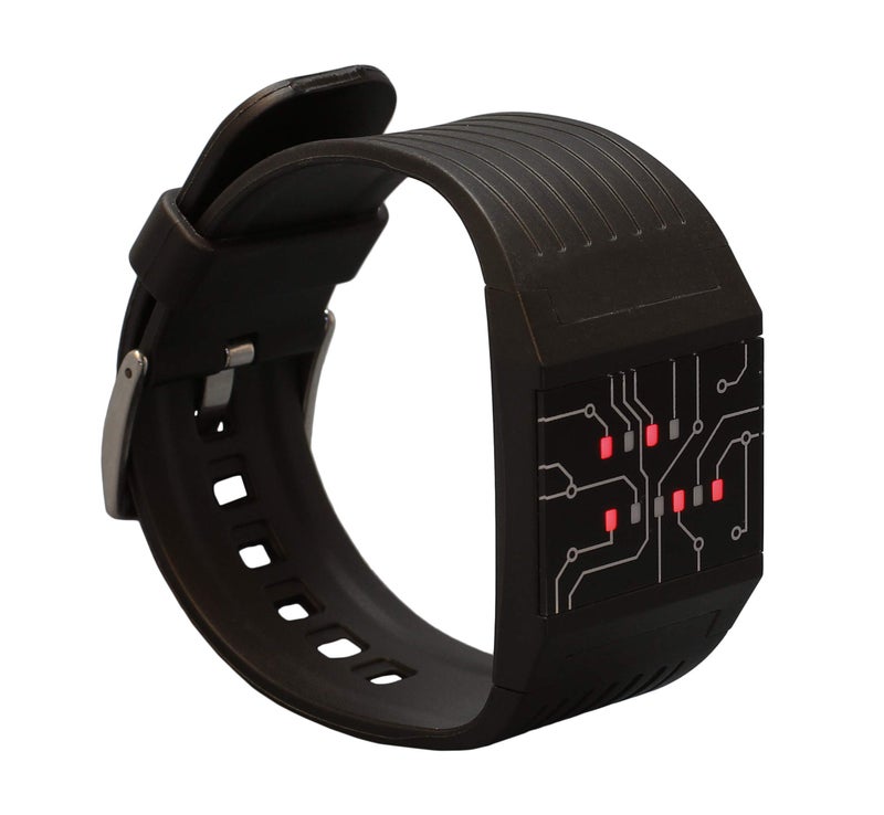 getDigital Binary Wrist Watch for Professionals with LED Lights - A Black Digital Clock That depicts The time as Binary Code - Image 1