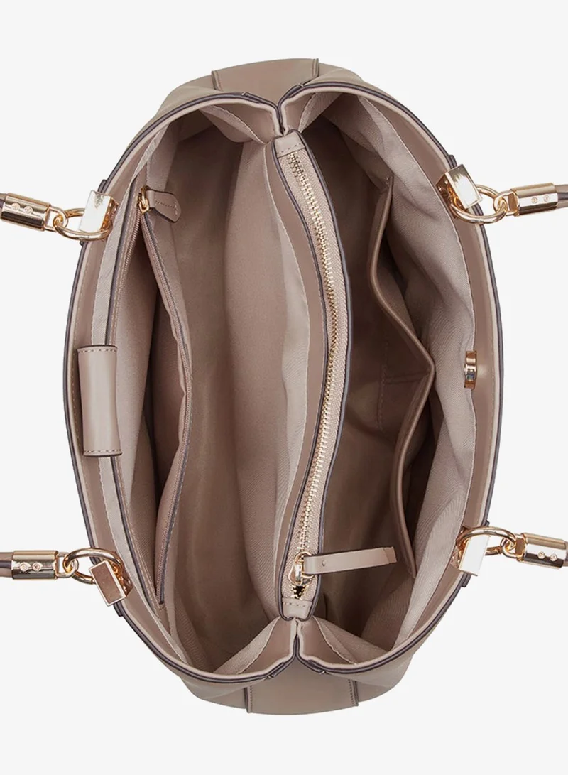 NINE WEST DONELLA Logo Metal Zippered Shoulder Bag
