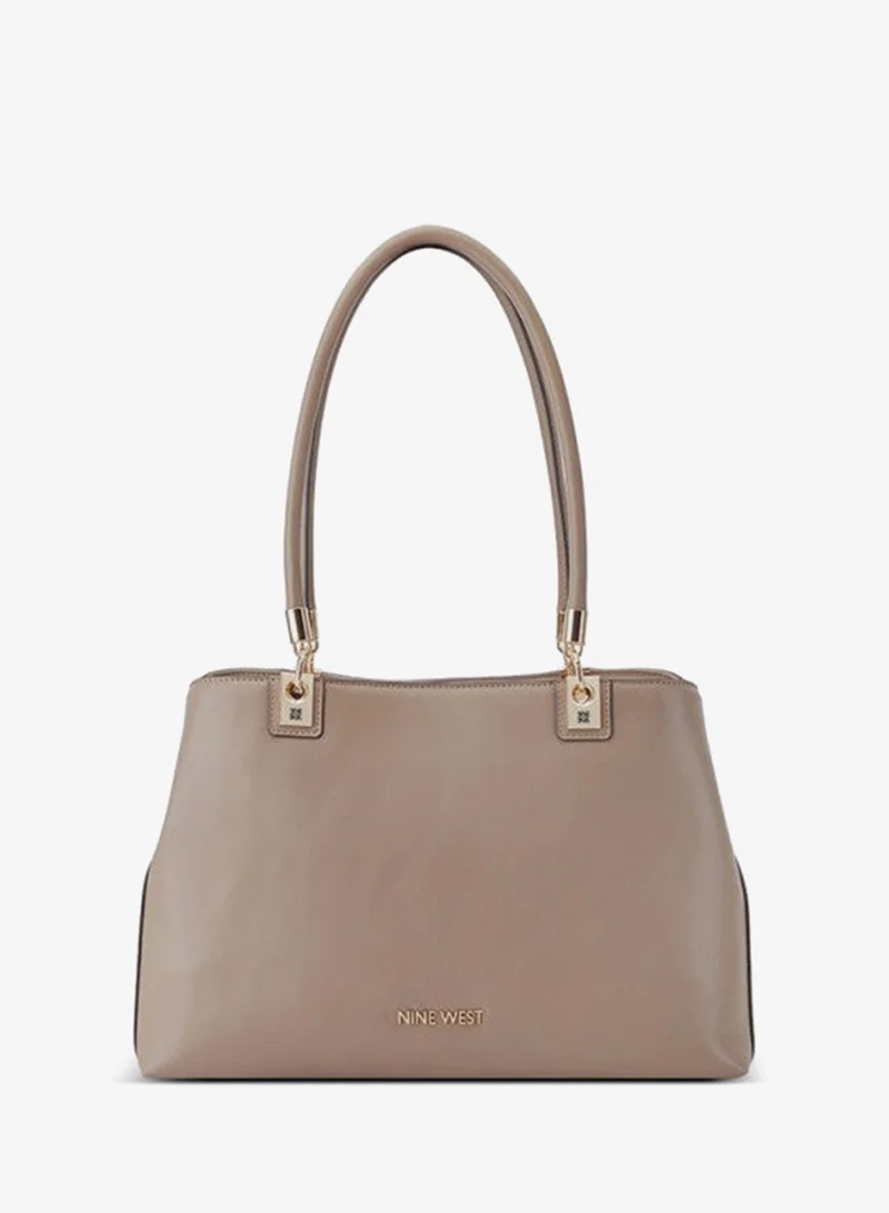 NINE WEST DONELLA Logo Metal Zippered Shoulder Bag