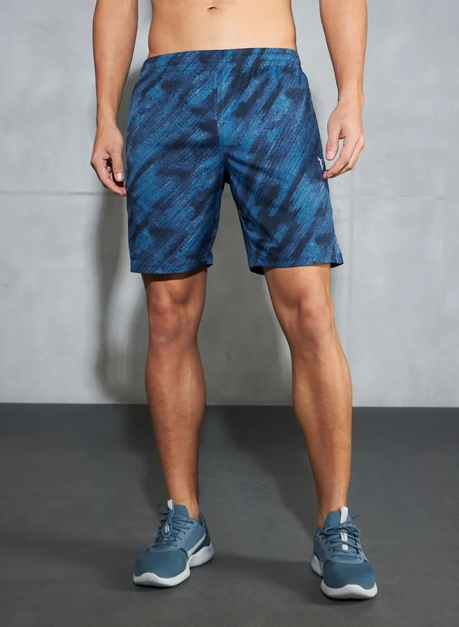 تكنوسبورت Technosport Men Printed 2-Way Stretch Regular Fit Shorts