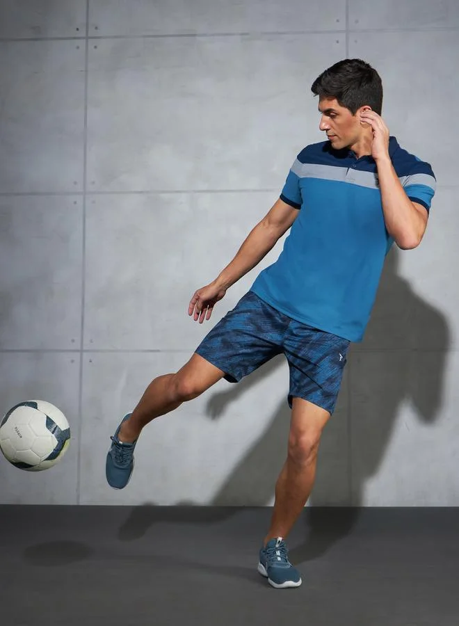 تكنوسبورت Technosport Men Printed 2-Way Stretch Regular Fit Shorts