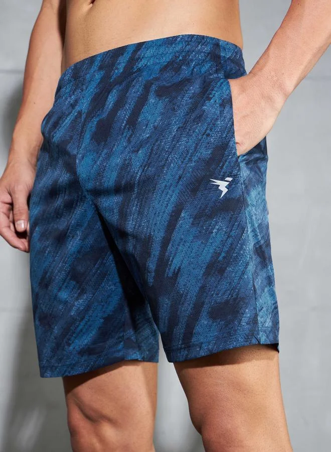 Technosport Technosport Men Printed 2-Way Stretch Regular Fit Shorts