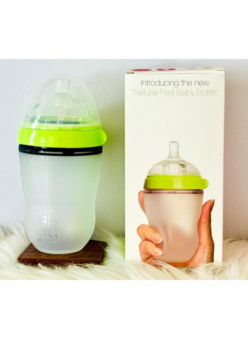 أوزيغالور 8 أوقية (250 مل) زجاجة أطفال ناعمة للغاية مع قشة - سهلة الضغط، مضادة للمغص، مريحة طبيعية للرضع وحديثي الولادة (أخضر) - Image 3