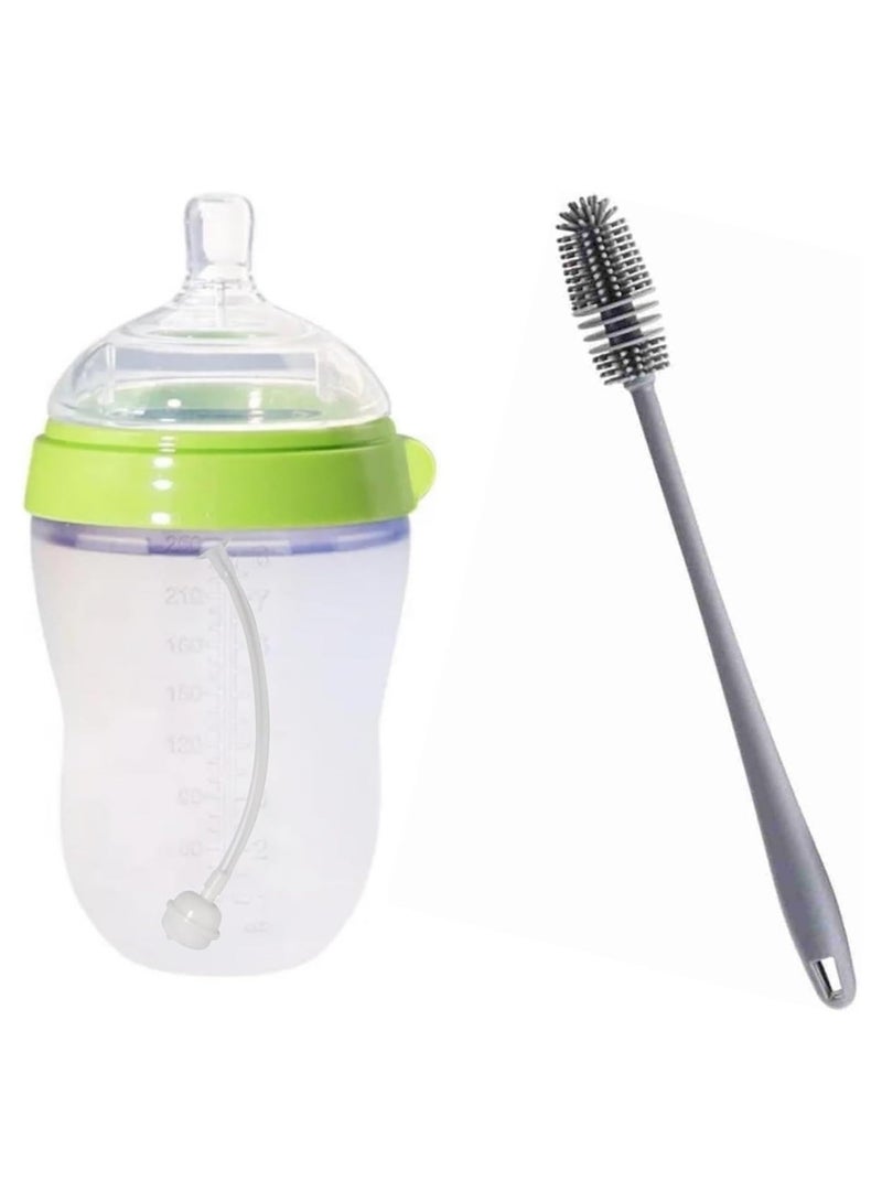 أوزيغالور 8 أوقية (250 مل) زجاجة أطفال ناعمة للغاية مع قشة - سهلة الضغط، مضادة للمغص، مريحة طبيعية للرضع وحديثي الولادة (أخضر) - Image 5