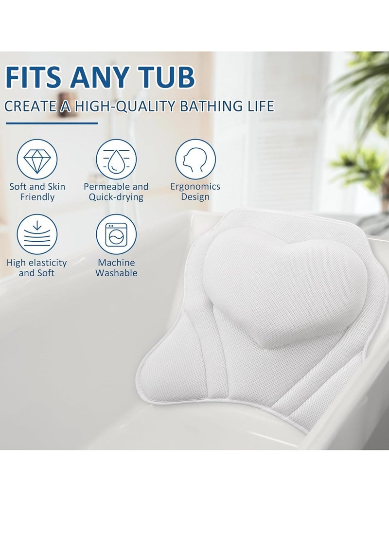 LuxStep Bath Pillow-Bathtub Pillow with Air Mesh Fabric & 6 Non-Slip Suction Cups, Bath Pillows for Tub Head, Neck and Back Support, Bath Accessories Spa Gifts, White - pzsku/Z738EACBF32A249239891Z/45/_/1733589394/8928424a-046f-45c1-ad40-5ceb5122d82b