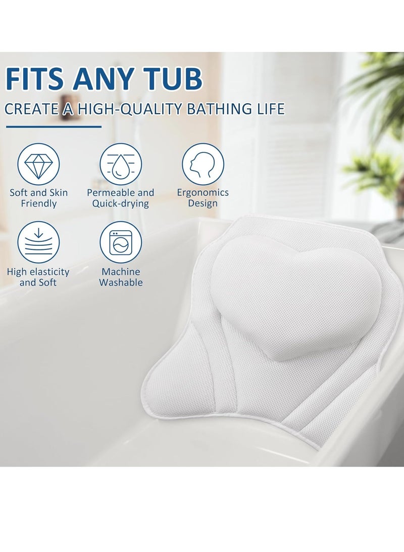 LuxStep LuxStep Bath Pillow-Bathtub Pillow with Air Mesh Fabric & 6 Non-Slip Suction Cups, Bath Pillows for Tub Head, Neck and Back Support, Bath Accessories Spa Gifts, White  - Image 2