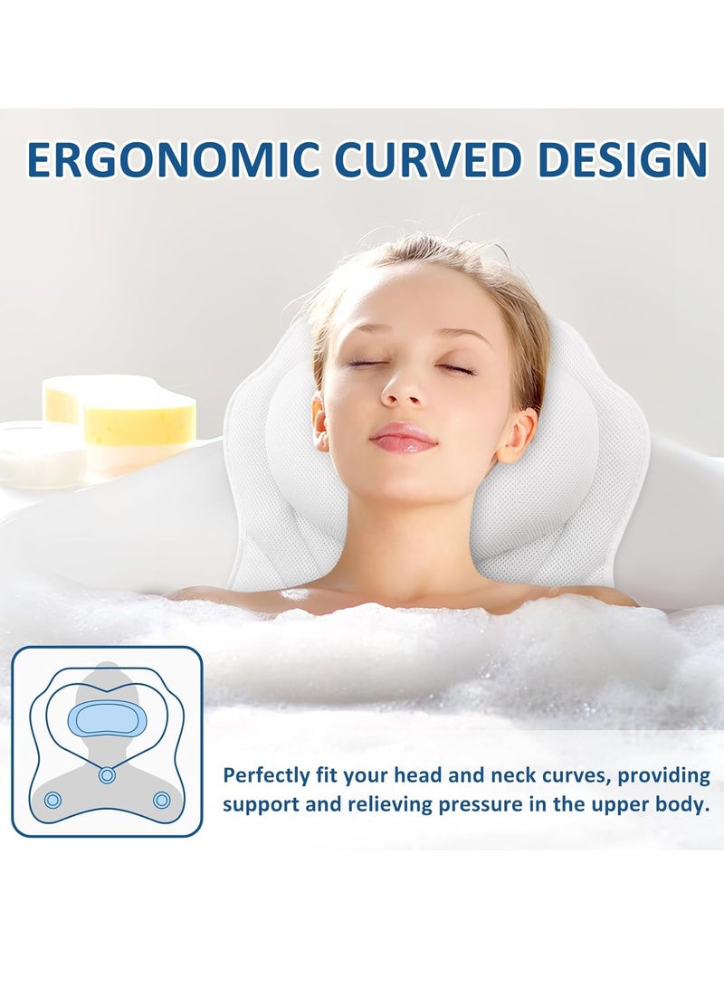 LuxStep LuxStep Bath Pillow-Bathtub Pillow with Air Mesh Fabric & 6 Non-Slip Suction Cups, Bath Pillows for Tub Head, Neck and Back Support, Bath Accessories Spa Gifts, White  - Image 4