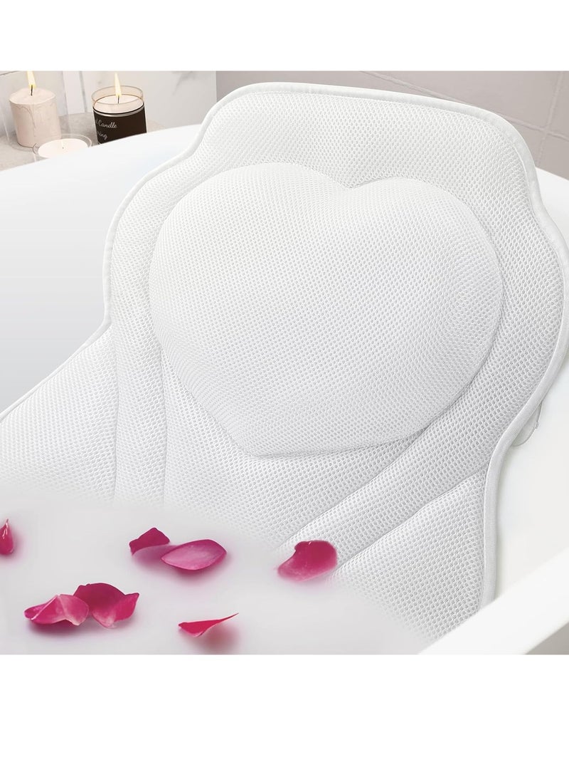 LuxStep LuxStep Bath Pillow-Bathtub Pillow with Air Mesh Fabric & 6 Non-Slip Suction Cups, Bath Pillows for Tub Head, Neck and Back Support, Bath Accessories Spa Gifts, White  - Image 1