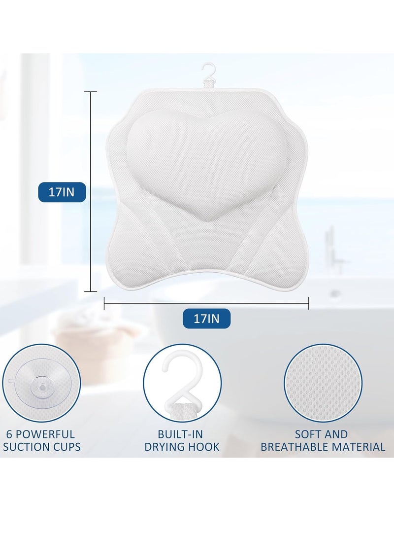 LuxStep LuxStep Bath Pillow-Bathtub Pillow with Air Mesh Fabric & 6 Non-Slip Suction Cups, Bath Pillows for Tub Head, Neck and Back Support, Bath Accessories Spa Gifts, White  - Image 3