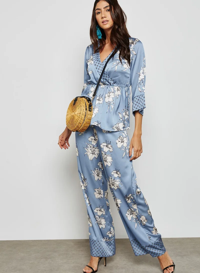 ELLA Floral Print Wide Leg Pants