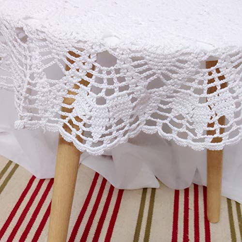Laivigo New Handmade Crochet Lace Round Table Cloth Doilies Doily,24 Inch,White - Image 4