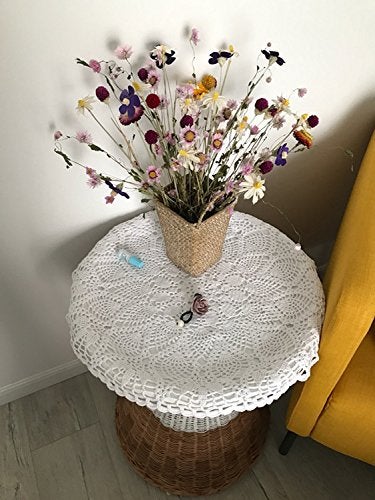 Laivigo New Handmade Crochet Lace Round Table Cloth Doilies Doily,24 Inch,White - Image 2