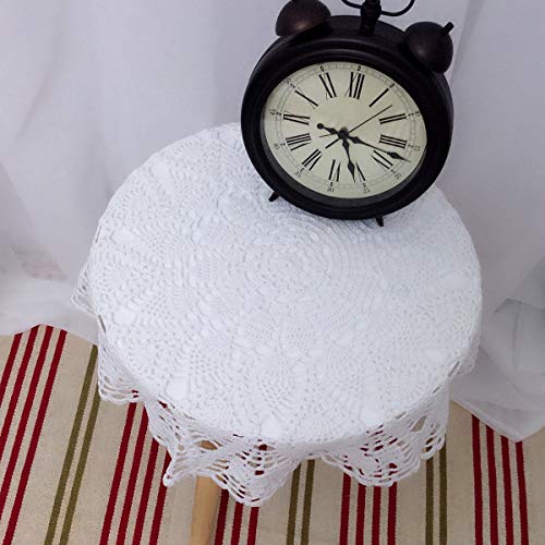 Laivigo New Handmade Crochet Lace Round Table Cloth Doilies Doily,24 Inch,White - Image 5